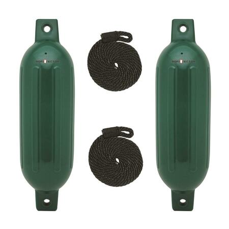 SHANGHAI RISEN OUTDOORS EXMSFVPGREEN 4.5 x 16 in. Boat Tector Fender Value - Forest Green, 2PK 3006.7441